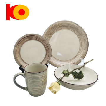 Großhandel Rinde textur glasierte Keramik -Sets TableWares 16 -Piece -Steinware -Sets